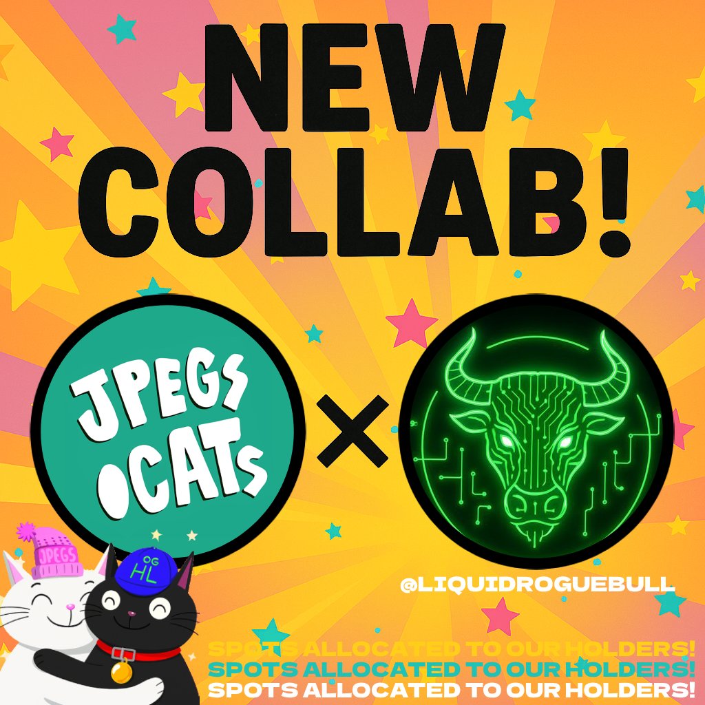 jpegs.cats (@jpegsdotcats) on Twitter photo NEW COLLAB! πΌ
jpegs.cats x <a href="/LiquidRogueBull/">LiquidRogueBulls</a>
Giving out 5X GTD SPOTS on this post.
Like, RT and Drop your Hyper EVM address.
More spots allocated to our holders in the Cat Crib!
Join our Discord to participate in more! π½ NEW COLLAB! πΌ
jpegs.cats x <a href="/LiquidRogueBull/">LiquidRogueBulls</a>
Giving out 5X GTD SPOTS on this post.
Like, RT and Drop your Hyper EVM address.
More spots allocated to our holders in the Cat Crib!
Join our Discord to participate in more! π½