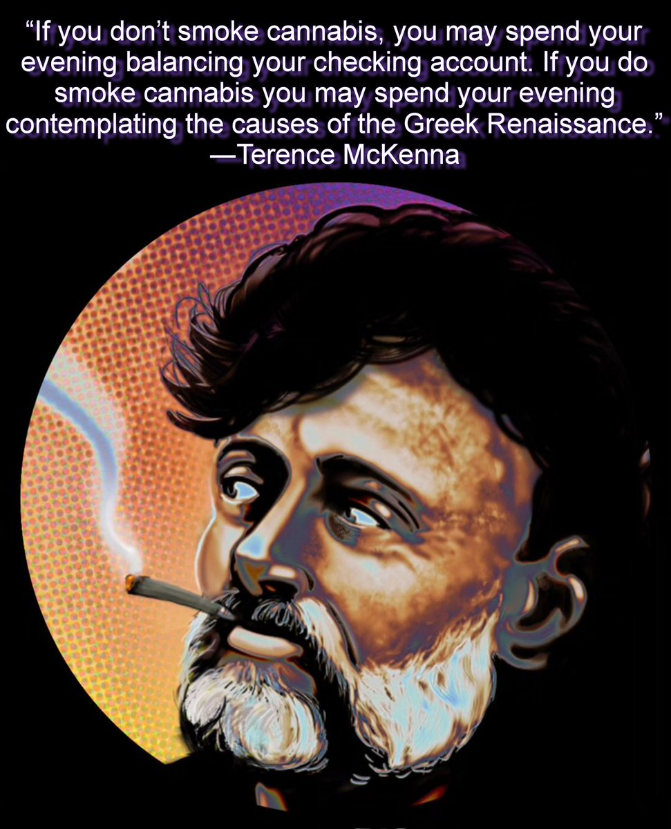 APsychedelics's tweet image. Love this Terence McKenna quote about cannabis ๐ฝ๐จ Art by Psilocybram