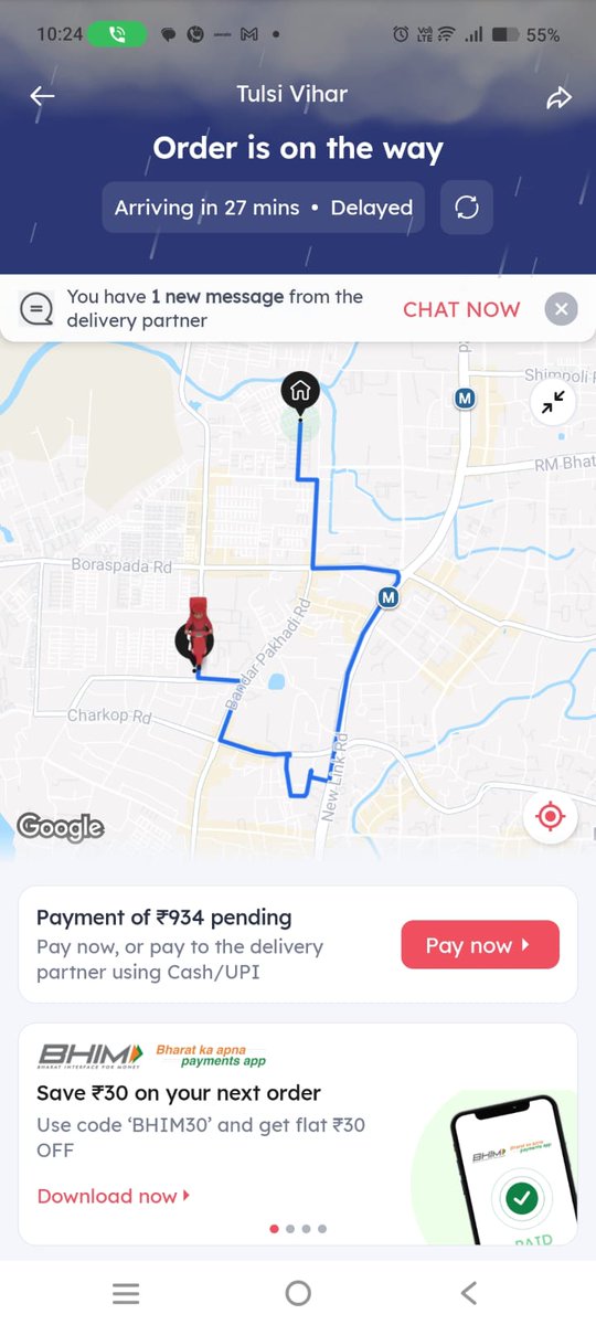 SmartyChinmay's tweet photo. @zomato @zomatocare @deepigoyal may i know why is taking a long route and delaying my order? 
Do you follow the rules and regulations of @fssaiindia https://t.co/XQhOBohRm8