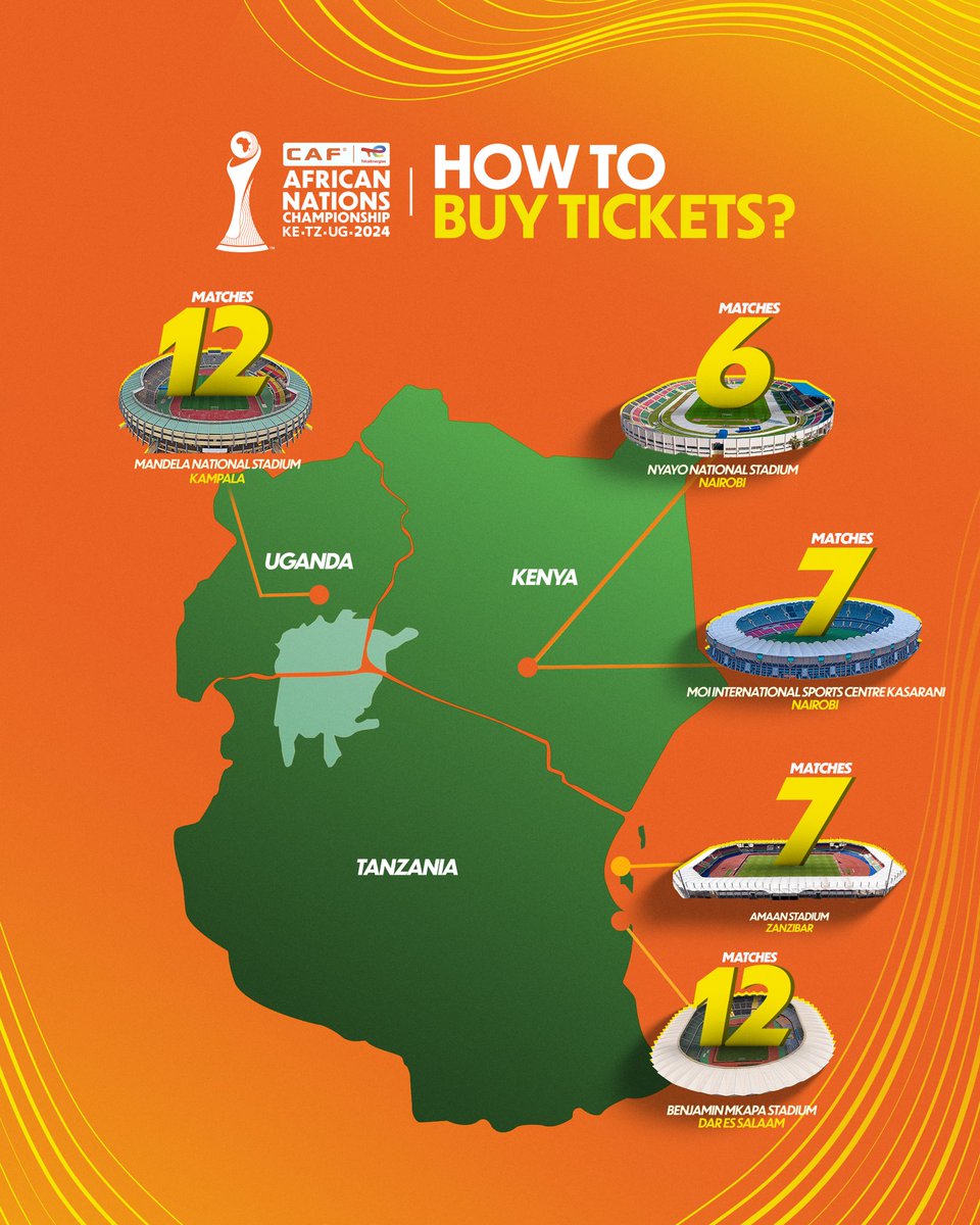 caf_online_FR's tweet image. 3 nations, 5 stades, 1 guichet. 🎟️
Ne manquez pas le frisson, obtenez vos billets #TotalEnergiesCHAN2024 et faites partie de la célébration !