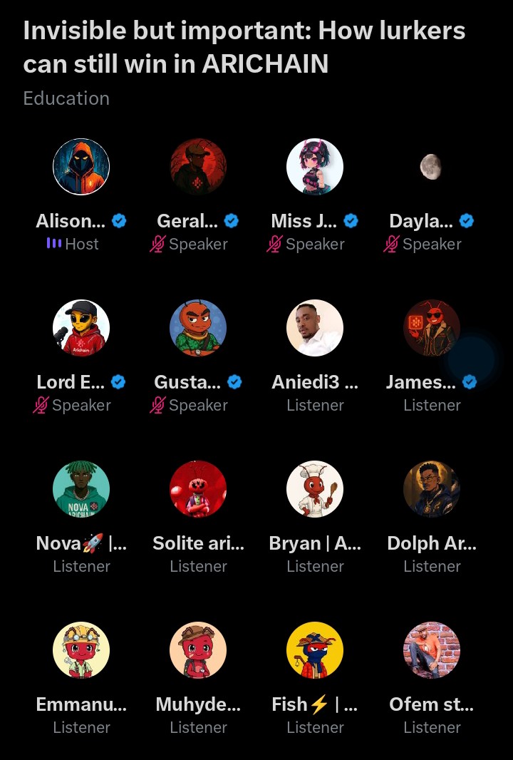 AniediD3's tweet image. Today's Arichain community space was great and impactful, a lot has said, learnt, and absorbed. I'm looking forward to the 8th edition which I believe will further shape the mind and future of web3 users.@Ari_Michelle9 @Arichain_ @Aiden_Arichain @haeriweb3