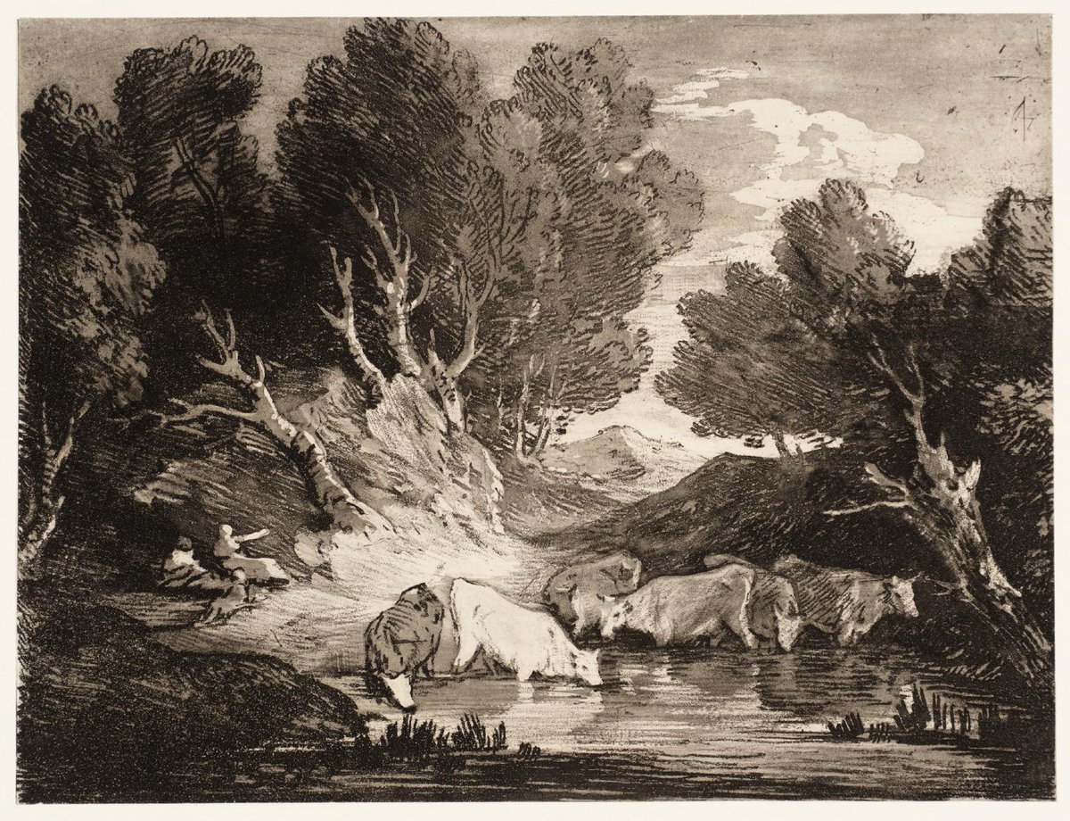 t_gainsborough's tweet image. Wooded Landscape with Figures and Cows at a Watering Place (The Watering Place) tate.org.uk/art/artworks/g…