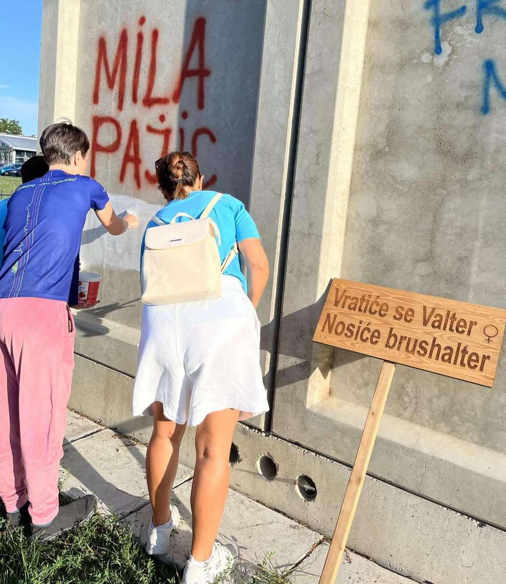 autonomijandnv's tweet image. Aktivistkinje i aktivisti napisali su na trafostanici u Novom Sadu: Mila Pajić heroina!