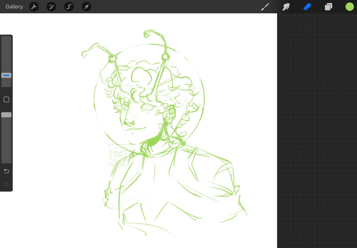 arcadenoises's tweet image. Doing that thing where everything I draw is bad so here’s a little alien Josh sketch