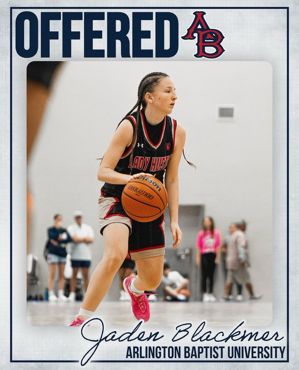 North Houston Hustle (@nhoustonhustle) on Twitter photo Congrats to Jaden Blackmer on picking up an offer from Arlington Baptist University! Jaden is a sharpshooter, high IQ guard that will make any program better! 💯
<a href="/JadenBlackmer21/">Jaden Blackmer</a>
<a href="/ABU_WBB/">Arlington Baptist University Women’s Basketball</a> Congrats to Jaden Blackmer on picking up an offer from Arlington Baptist University! Jaden is a sharpshooter, high IQ guard that will make any program better! 💯
<a href="/JadenBlackmer21/">Jaden Blackmer</a>
<a href="/ABU_WBB/">Arlington Baptist University Women’s Basketball</a>