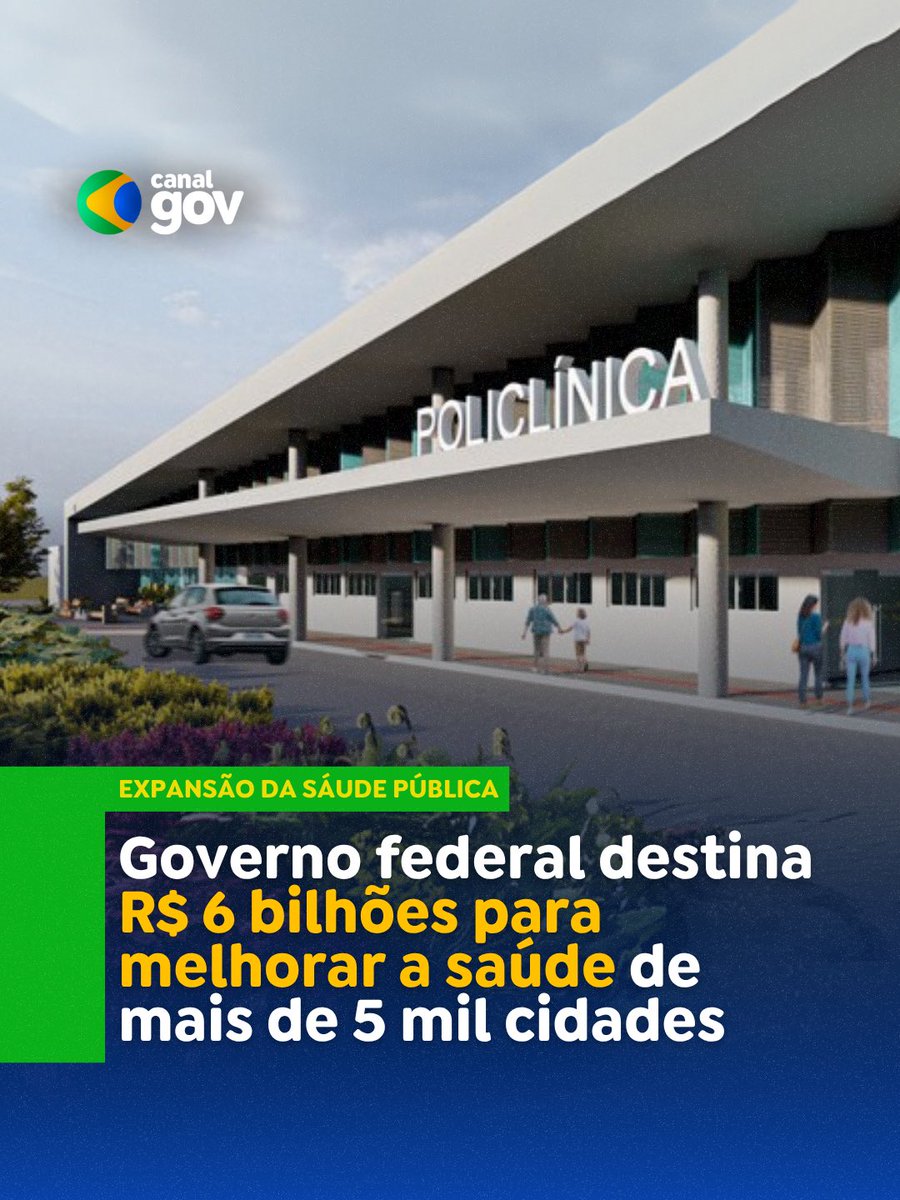 canalgov's tweet image. R$ 6 BI PARA A SAÚDE DE 5 MIL CIDADES | O governo federal anunciou um investimento de R$ 6 bilhões para fortalecer o SUS em todos os estados. São 800 novas UBS; 7 mil salas de teleconsulta; 400 unidades odontológicas móveis; 46 policlínicas; 1.533 ambulâncias e mais.