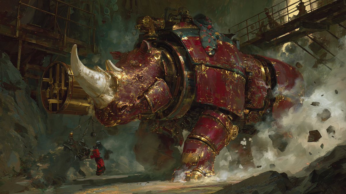 Neocept_Design's tweet photo. Think gems are only underground? In NeoTokyo, we mine them from the skies and caves too—while our cyborg rhinos smash through rock like it’s paper! https://t.co/7tJz6eJlwO