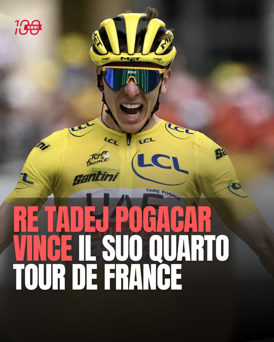 CorSport's tweet image. 🔥🐐 TADEJ POGACAR FIRMA LA QUARTA SINFONIA
Il fenomeno sloveno vince il suo quarto Tour de France, dominando tutto e tutti: Vingegaard chiude secondo ad oltre 4 minuti
Che cosa sei Tadej?
#Pogacar #TadejPogacar #TourdeFrance #CorrieredelloSport