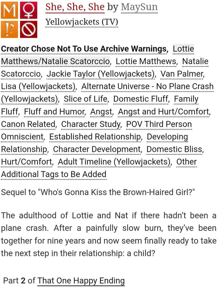 MaySuuuuuun's tweet image. Adult LottieNat No Plane Crash AU sequel chap5
~ She, She, She 💫 ~
archiveofourown.org/works/62315167…