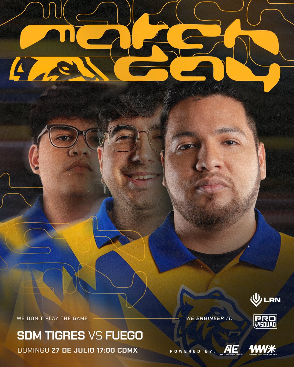 SDM Tigres | Esports (@sdmtigres) on Twitter photo Hoy jugamos con Fuego. Literal.
SDM Tigres vs Fuego — 27 de julio, 17:00 CDMX
WE DON'T PLAY THE GAME.
WE ENGINEER IT.
Powered by <a href="/all4_esports/">All4Esports</a>
#SDMTigres #LRN #MatchOfTheDay #WeDontPlayTheGame #WeEngineerIt Hoy jugamos con Fuego. Literal.
SDM Tigres vs Fuego — 27 de julio, 17:00 CDMX
WE DON'T PLAY THE GAME.
WE ENGINEER IT.
Powered by <a href="/all4_esports/">All4Esports</a>
#SDMTigres #LRN #MatchOfTheDay #WeDontPlayTheGame #WeEngineerIt