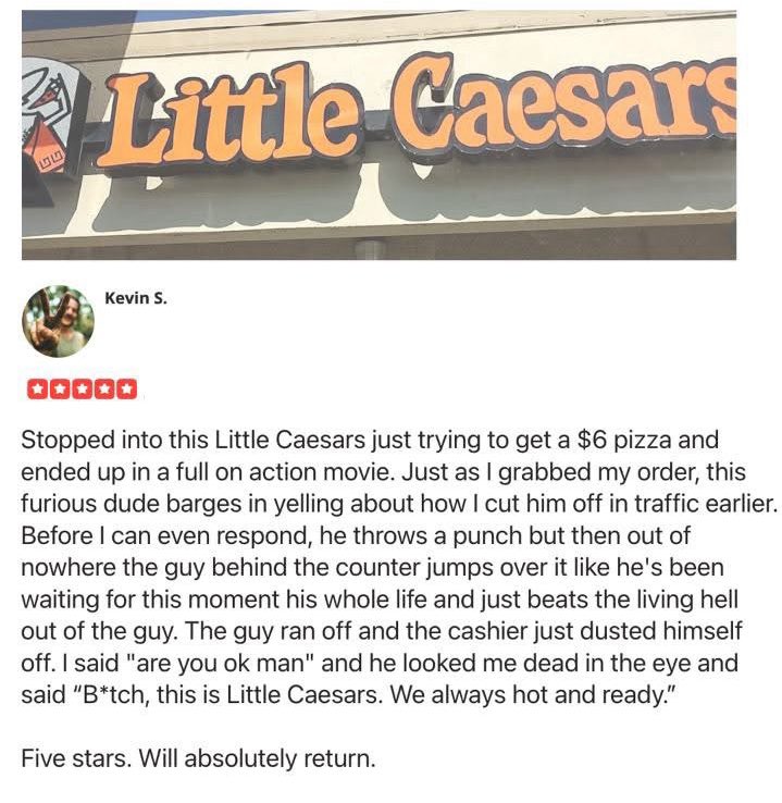 pagep195's tweet image. I have never been to Little Caesars, but this review makes it sound a thrill seekers paradise….