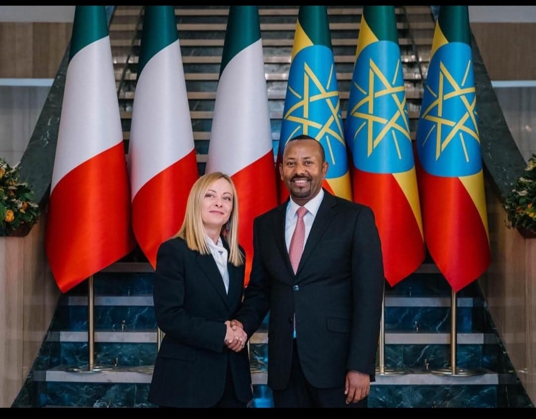 Nega K (@workenega) on Twitter photo Today, Ethiopian Prime Minister Dr. Abiy Ahmed warmly welcomed Italian Prime Minister Giorgia Meloni in Addis Ababa. Their discussions focused on deepening bilateral cooperation.
<a href="/MFAEthiopia/">The Ministry of Foreign Affairs of Ethiopia 🇪🇹</a> <a href="/AbiyAhmedAli/">Abiy Ahmed Ali 🇪🇹</a>
<a href="/GHessebon/">Gedion Timothewos Hessebon</a>
<a href="/BerhanuTsegaye/">Berhanu Tsegaye</a>
<a href="/SMHaderaAbera/">Hadera Abera Admassu</a> Today, Ethiopian Prime Minister Dr. Abiy Ahmed warmly welcomed Italian Prime Minister Giorgia Meloni in Addis Ababa. Their discussions focused on deepening bilateral cooperation.
<a href="/MFAEthiopia/">The Ministry of Foreign Affairs of Ethiopia 🇪🇹</a> <a href="/AbiyAhmedAli/">Abiy Ahmed Ali 🇪🇹</a>
<a href="/GHessebon/">Gedion Timothewos Hessebon</a>
<a href="/BerhanuTsegaye/">Berhanu Tsegaye</a>
<a href="/SMHaderaAbera/">Hadera Abera Admassu</a>