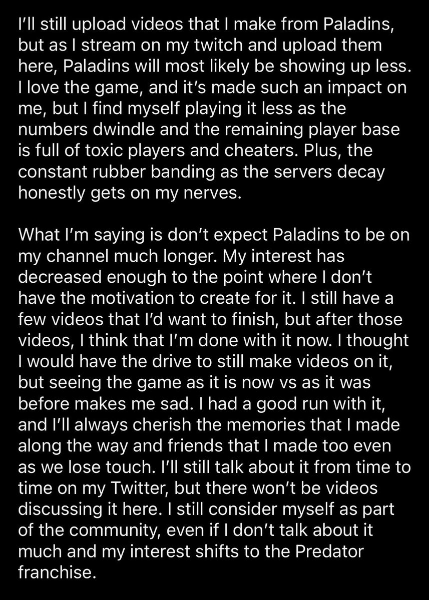 RageOfTheAbyss's tweet image. Thank you, Paladins for being a wonderful game. I may no longer continue to create for it, but I’ll still be apart of the community 🧡🐯