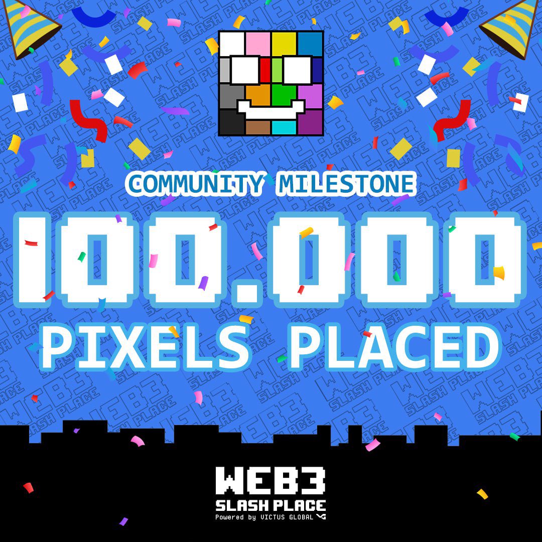 Web3SlashPlace's tweet photo. Over 100,000 pixels placed.🥳

We are aware there’s still a few bugs and the servers can still be laggy at times due to all the people building but we are actively working on them and appreciate all the support! 💪

Keep building with us👇

https://t.co/QCdGOXJzzS https://t.co/4W0XYPoJbp