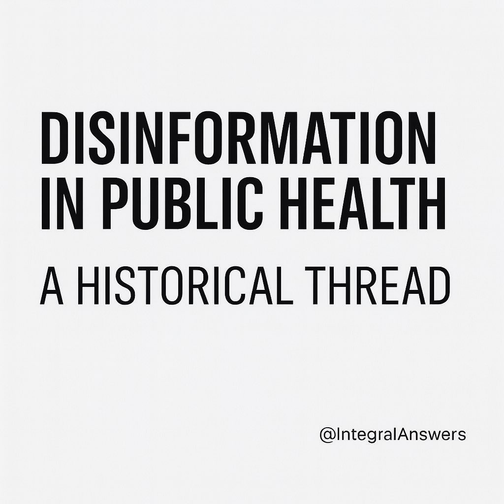 IntegralAnswers's tweet image. 🚨 Disinformation in public health isn’t new.

From plague cures to polio denial to COVID conspiracies—falsehoods have always cost lives.

Here’s a timeline of how disinformation has confused the public and led to preventable death.
#ScienceMatters #History