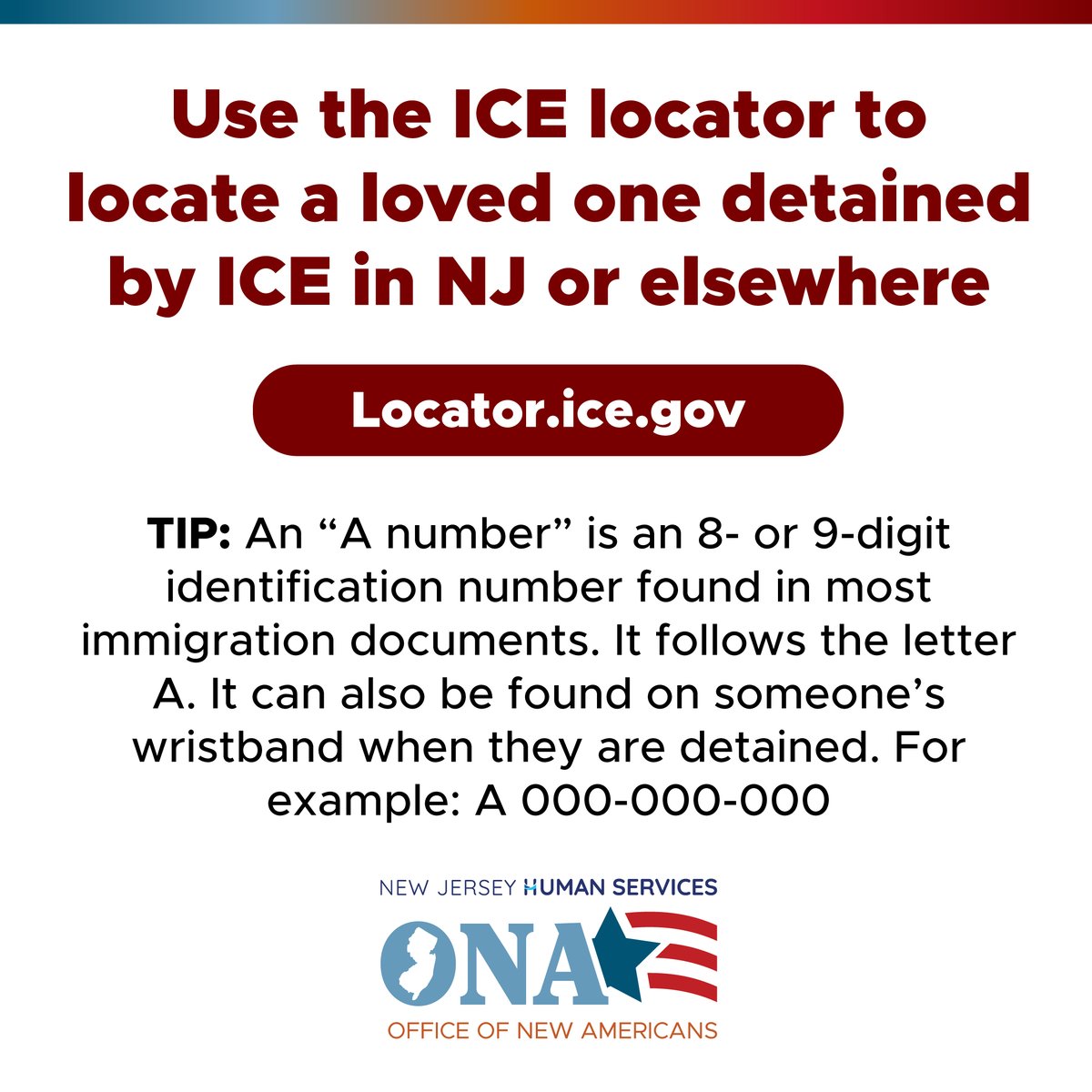 NJDHS's tweet image. If your loved one has been detained by ICE in New Jersey or elsewhere, you can locate them by using the ICE locator.
ICE Locator: ┈➤ locator.ice.gov