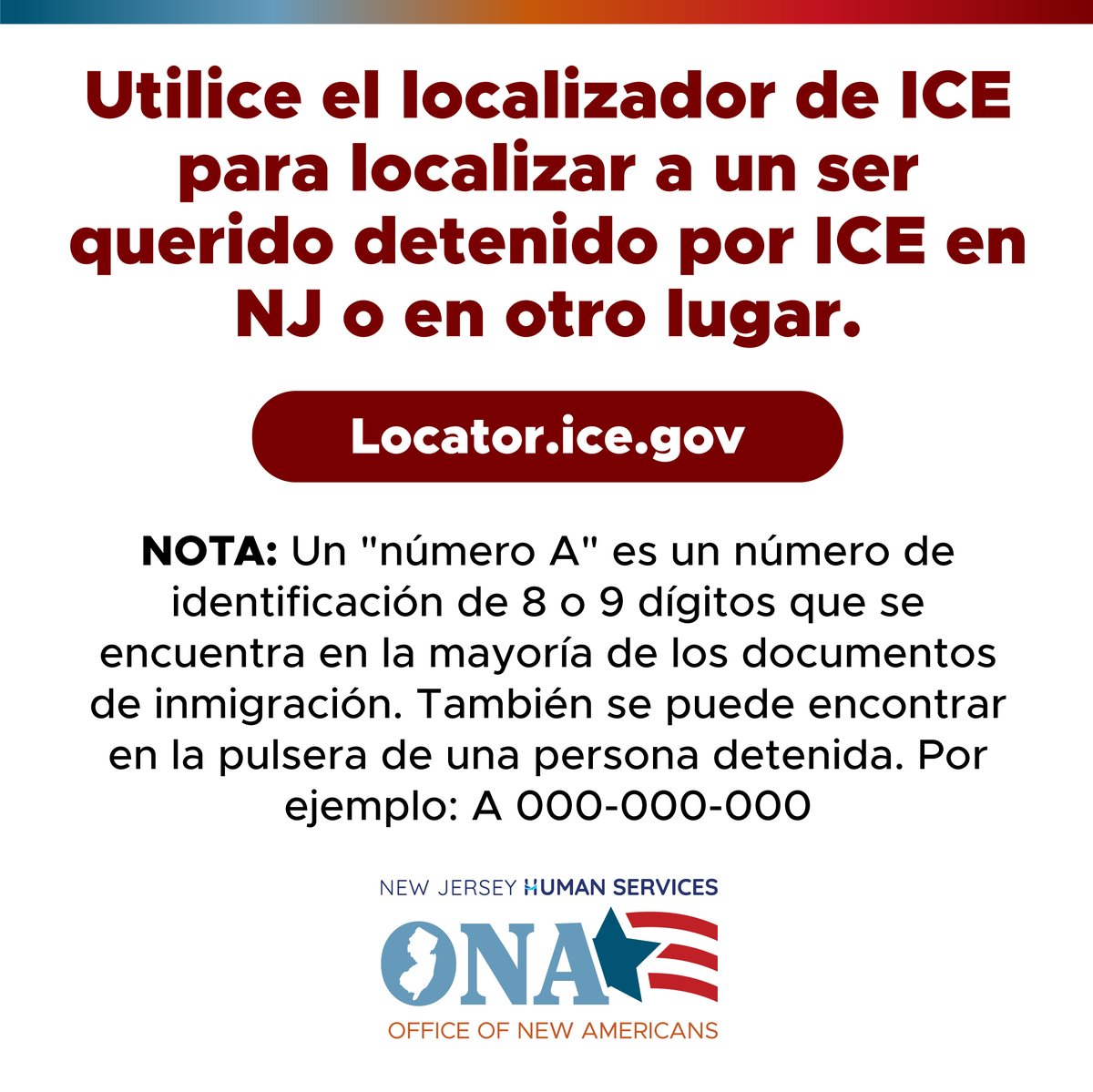NJDHS's tweet image. Si su ser querido ha sido detenido por ICE en New Jersey o en otro lugar, puede localizarlo utilizando el localizador del ICE.
Localizador del ICE: ┈➤ locator.ice.gov