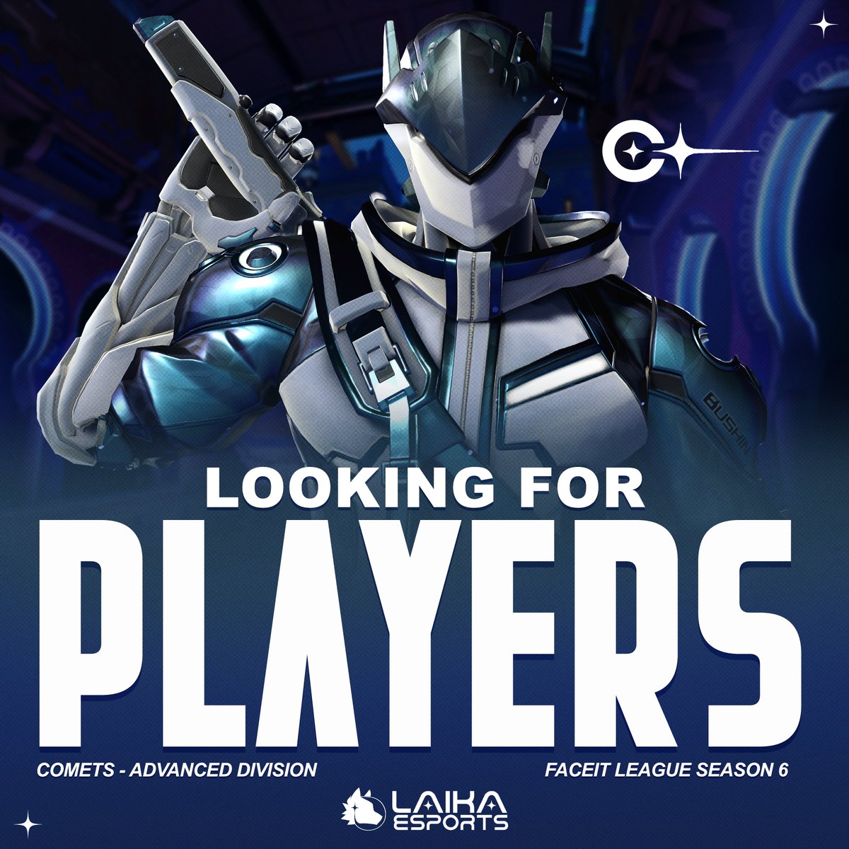📢 Looking for Players! 

FACEIT League Season 6 - Advanced Division 

☄️ Comets ☄️

✧ Main Support 

★ Current Advanced Slot + Coaching!
DM @/corrval. on Discord if interested in trialing &amp; for more info. 💫

#LaikaEsports | #LaikaComets | <a href="/LFTOW2/">LFTOW2</a>