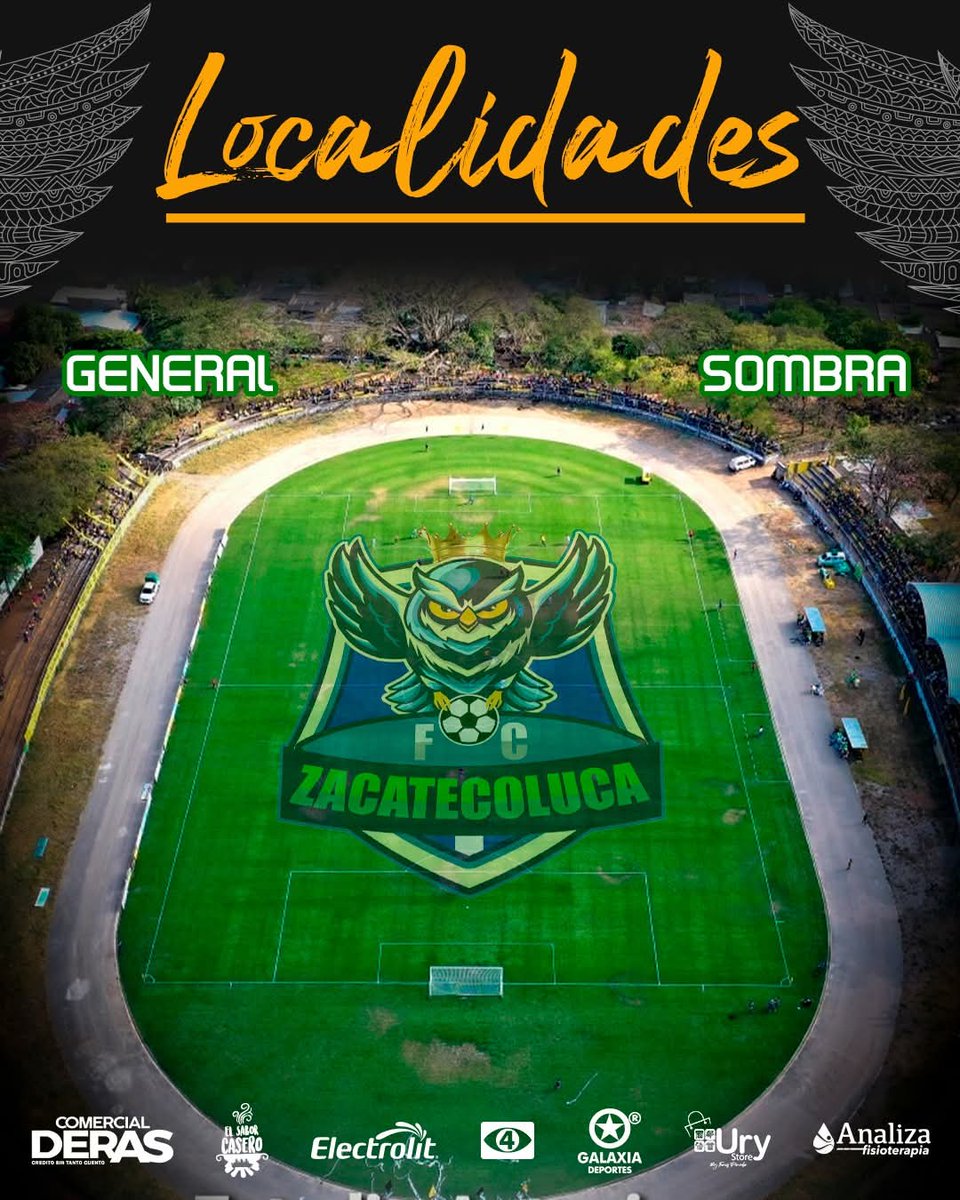 🕊️ ¡Vivamos el derbi con pasión y respeto!
Este domingo se juega más que un partido: se vive el clásico viroleño entre Zacatecoluca F.C. 🟦 y C.D. Platense 🟨

Invitamos a toda la afición a disfrutar del encuentro en un ambiente de sana convivencia.
General $ 5.00
Sombra $ 10.00