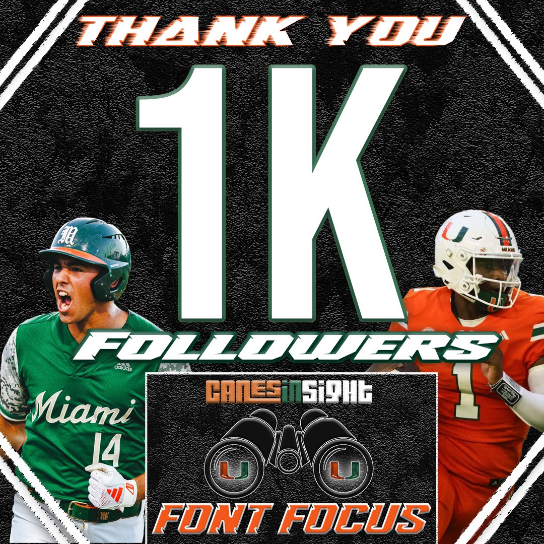 WOW, One thousand followers 🙌
Thank you to all who've made this possible, and a special thank you to Canes nation🟧🟩
More to come 🤟