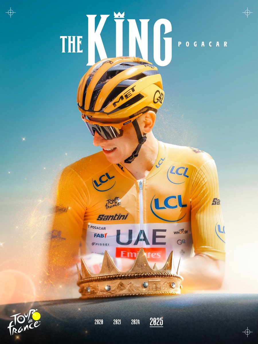 letour_col's tweet image. 👑 𝙍𝙀𝙔 💛 𝙋𝙊𝙂𝘼𝘾𝘼𝙍

¡4º Tour de Francia para Tadej Pogačar! 😎 El futuro es hoy.

#TDF2025