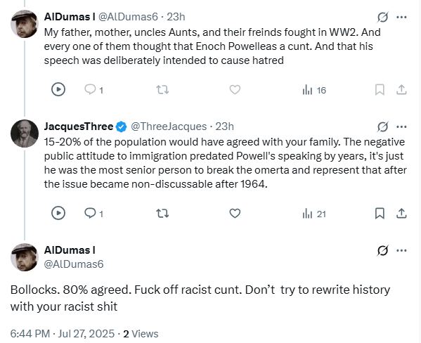 ThreeJacques's tweet image. It's a strange worldview held by otherwise intelligent people that immigrants, women & gays were oppressed in the past, such that ancient rights had to be ended, speech restricted, the public re-educated... but also that change was a bottom-up & supported by 80% of the public.