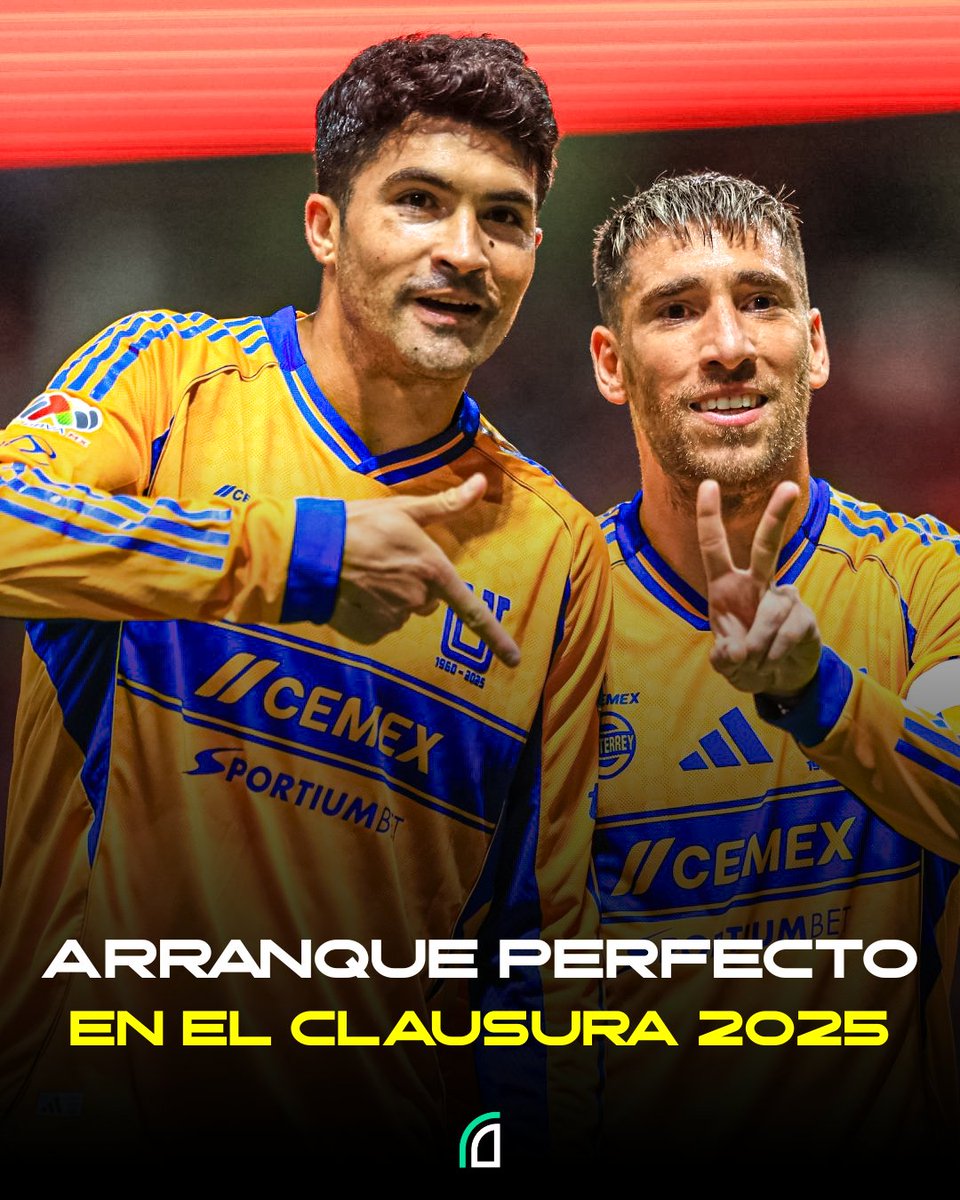 dataref_mx's tweet image. 🐯 Tigres es uno de los 2 equipos con ARRANQUE PERFECTO en el Clausura 2025:
✅ 4-3 vs. Toluca.
✅ 1-0 vs. Juárez.
👉 No disputó el juego de la 1° jornada frente a Chivas.