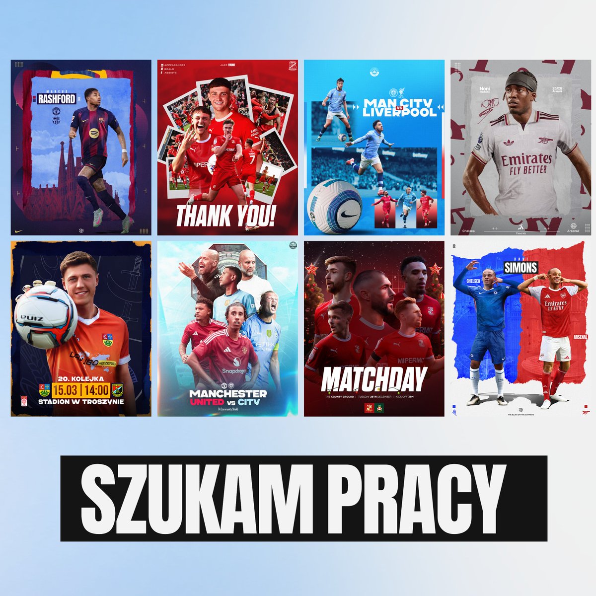 sajanitoo's tweet image. Szukam pracy w pełnym lub niepełnym wymiarze godzin, a także chętnie podejmę się pojedynczych zleceń graficznych związanych ze sportem.
Portfolio z wybranymi projektami graficznymi:
behance.net/sajanito
Kontakt:
Wiadomość prywatna lub mail: mateusz.saran997@gmail.com