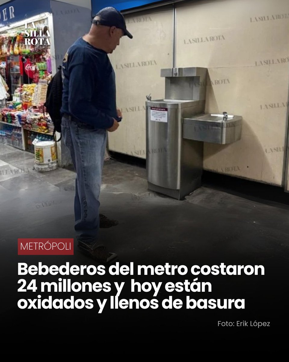 🚱 Aunque el Metro de la CDMX prometió acceso gratuito a agua potable, hoy los bebederos están oxidados, secos o convertidos en ceniceros. De los 430 instalados desde 2015, la mayoría no funciona y los usuarios han dejado de confiar en ellos. La inversión de más de 24 millones de