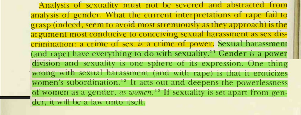 iHateCogsci's tweet image. &quot;Taking rape from the realm of &apos;the sexual,&apos; placing it in the realm of &apos;the violent,&apos; allows one to be against it without raising any questions about the extent to which the institution of heterosexuality has defined force as a normal part of [sex].&quot;