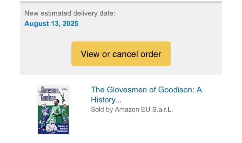A few people I know have had messages like this today. 

A delay of about a week by all accounts but all OK. 

It will be worth the wait. Trust me. 
🧤💙🧤💚🧤

<a href="/Everton/">Everton</a> <a href="/EvertonWomen/">Everton Women</a>