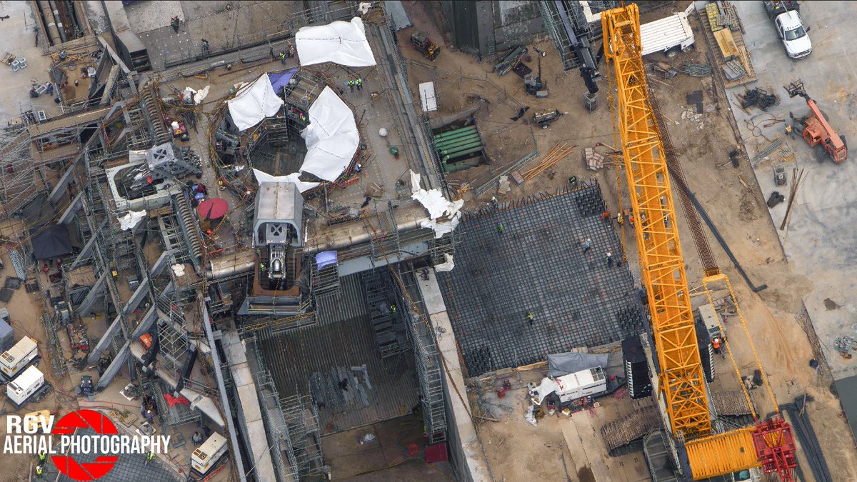 CSI_Starbase's tweet photo. The staging pad underneath Pad B chopsticks appears to have 4 embed plates for a static fire test stand. 

It's almost hard to imagine, but it seems like SpaceX is planning to eventually transport ships directly to the launch site after Static Fire Testing. It will probably be a long time until we see that but its smart to plan ahead for all possibilities.

📸:@RGVaerialphotos