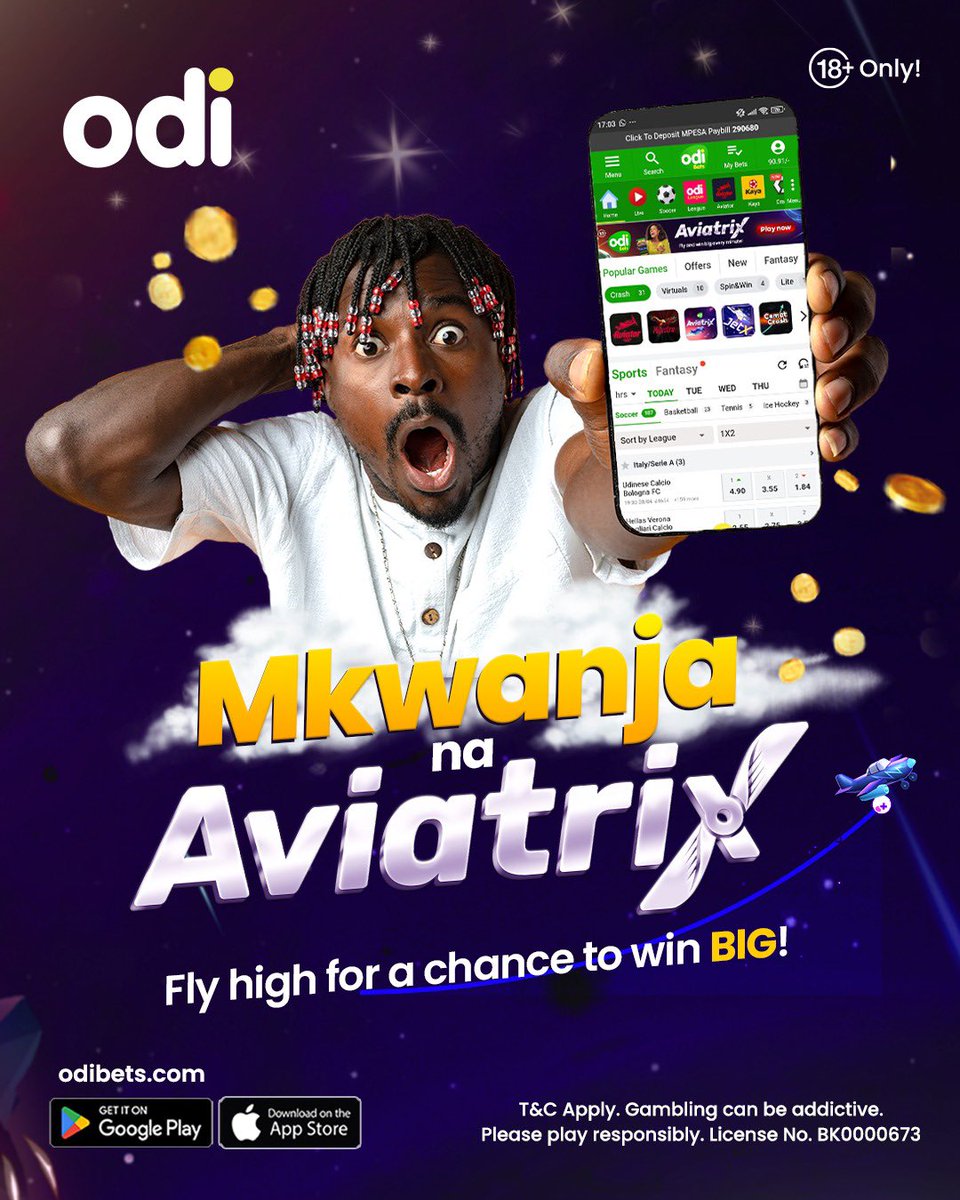 OdibetsOfficial's tweet image. Calling out all pilots 👩✈️👨✈️masaa ni ya kupepea!
Fly high with as low as 10 bob alafu jidondoe before the plane crashes… nafasi yako ya ku-shinda up to 10,000x
Kazi kwako, ndege iko full tank. Play now on the OdiBets app📱 app.odibets.com
⚠️ 18+ only. Play…