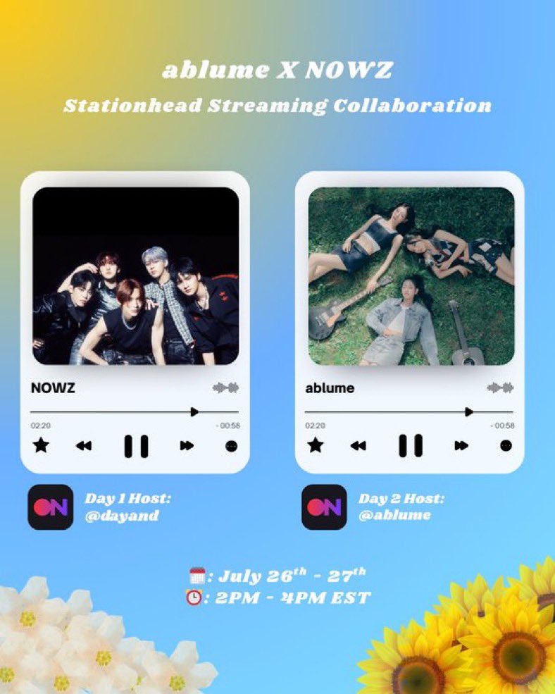 Ablume Stationhead (@ablumestream) on Twitter photo 5 MINUTES TILL DAY 2 OF OUR #NOWZXABLUME
STATIONHEAD COLLAB WITH <a href="/NOWZarchive/">DAY_AND</a> ๐ฉต๐
โฐ 2PM - 4PM EST
๐จLive on Stationhead.com/ablume
We hope to see you there!!! ๐ป
#NOWZ #๋์ฐ์ฆ #ablume #weblume #์ด๋ธ๋ฃธ #DAY_AND <a href="/ablume_official/">ablume official</a> <a href="/CUBE_NOWZ/">NOWZยท๋์ฐ์ฆ</a> 5 MINUTES TILL DAY 2 OF OUR #NOWZXABLUME
STATIONHEAD COLLAB WITH <a href="/NOWZarchive/">DAY_AND</a> ๐ฉต๐
โฐ 2PM - 4PM EST
๐จLive on Stationhead.com/ablume
We hope to see you there!!! ๐ป
#NOWZ #๋์ฐ์ฆ #ablume #weblume #์ด๋ธ๋ฃธ #DAY_AND <a href="/ablume_official/">ablume official</a> <a href="/CUBE_NOWZ/">NOWZยท๋์ฐ์ฆ</a>