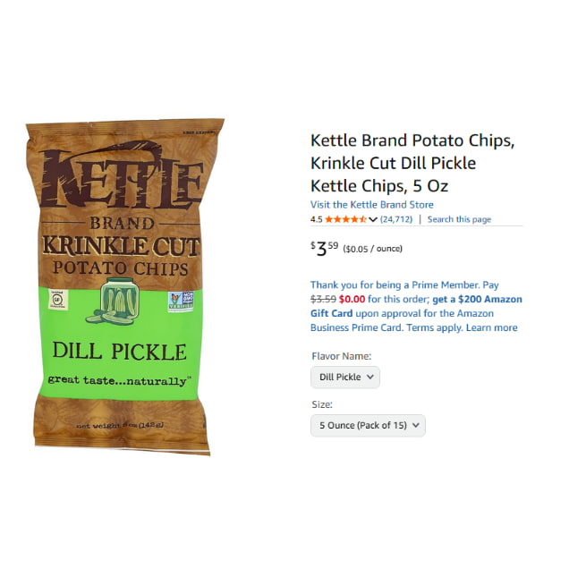ONLY $3.xx FOR 15! 

Says Out of Stock but can Still Order and Won't be Charged til it Ships! 

Kettle Brand Potato Chips, Krinkle Cut Dill Pickle Kettle Chips

Link - joylink.io/0wwymmJ ad