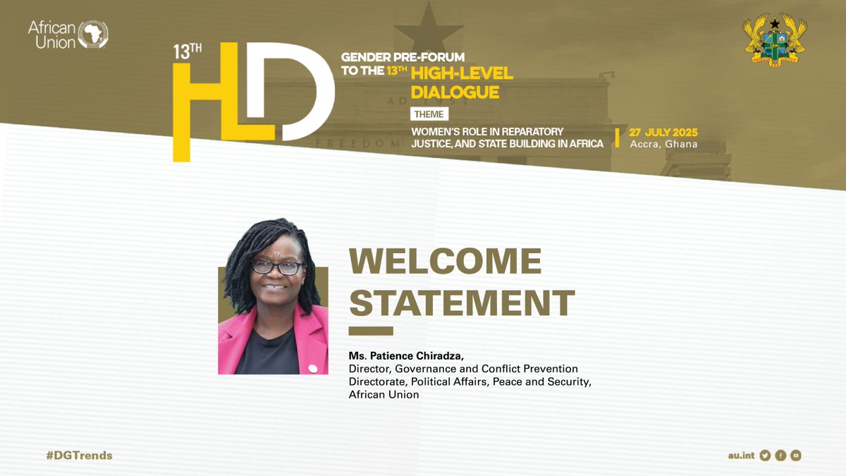 AUC_PAPS's tweet image. ♀️"WE ARE NOT SHADOWS IN HISTORY, WE ARE ARCHITECTS OF AFRICA’S FUTURE!"- Director @PatienceChirad3
✊🏾Key demands
-Reparations=Structural transformation
-Full enforcement of #MaputoProtocol & #AUCEVAWG
-Women at the heart of StateBuilding
Full statement:
peaceau.org/en/article/ope…
