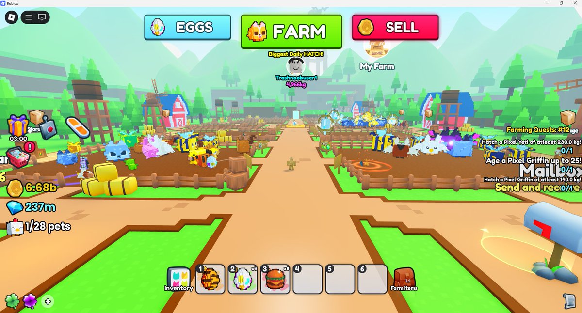 HaydynSim's tweet image. Can you guys please expand the grow a pet event, or even the fishing world. No clue why they are permanent events, Big games haven&apos;t touched them since they released.