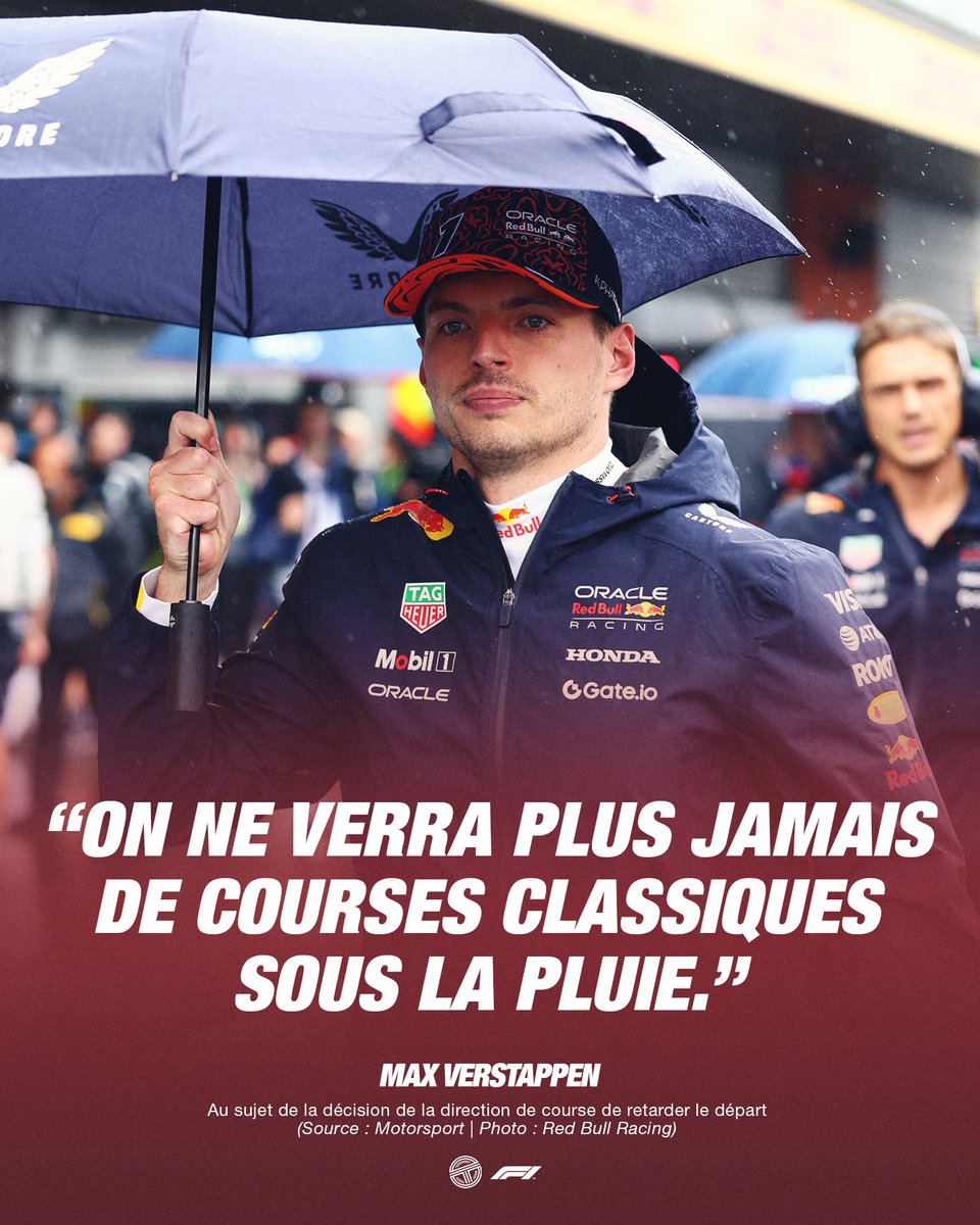 🔴 Alors que la plupart des pilotes sont unanimes sur la bonne décision de la direction de course de retarder le départ de la course, Max Verstappen, lui, critique largement cette décision ! 😡

💬 "Bien sûr, après Silverstone, on a discuté du fait d'être un peu plus prudents