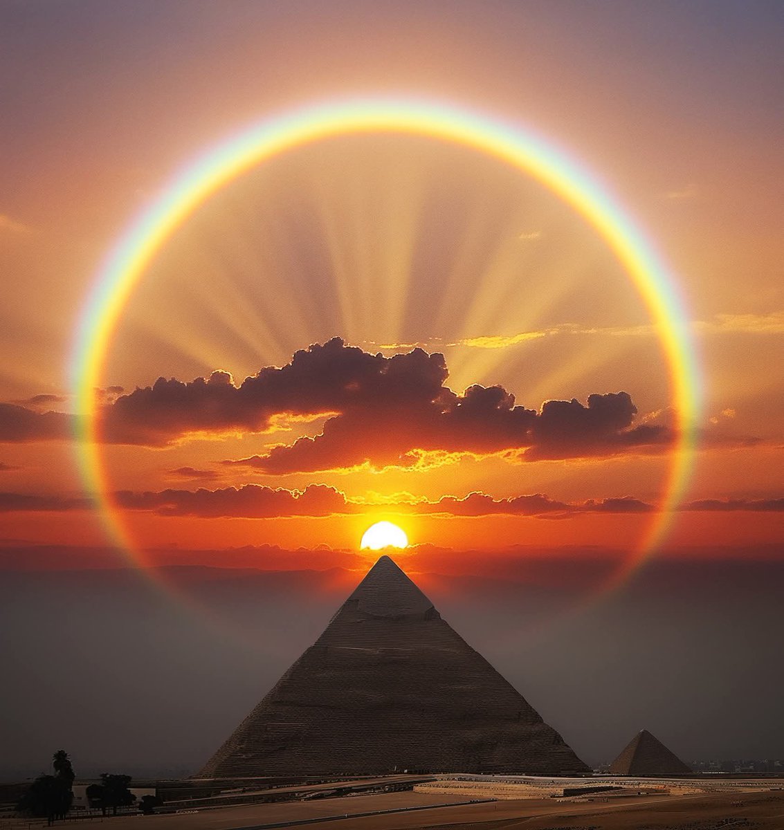 THEQWARRIORVeri's tweet image. 🚨 MAJOR ALERT: EXTREME RARE SOLAR HALO SEEN OVER THE PYRAMIDS DURING SUNRISE THIS MORNING 7/27/25 !!
Follow and Repost 🙏🏻