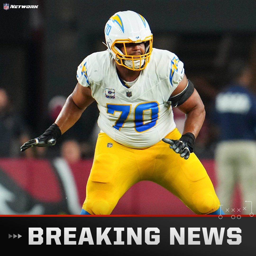 RapSheet's tweet photo. The #Chargers are finalizing a blockbuster extension with standout OT Rashawn Slater, per The Insiders, locking in one of their best young players.

Slater gets a 4-year, $114M deal to make him the highest-paid tackle in a deal done by Patrick Collins and Tommy Condon of CAA. https://t.co/o8PF4ijjHf