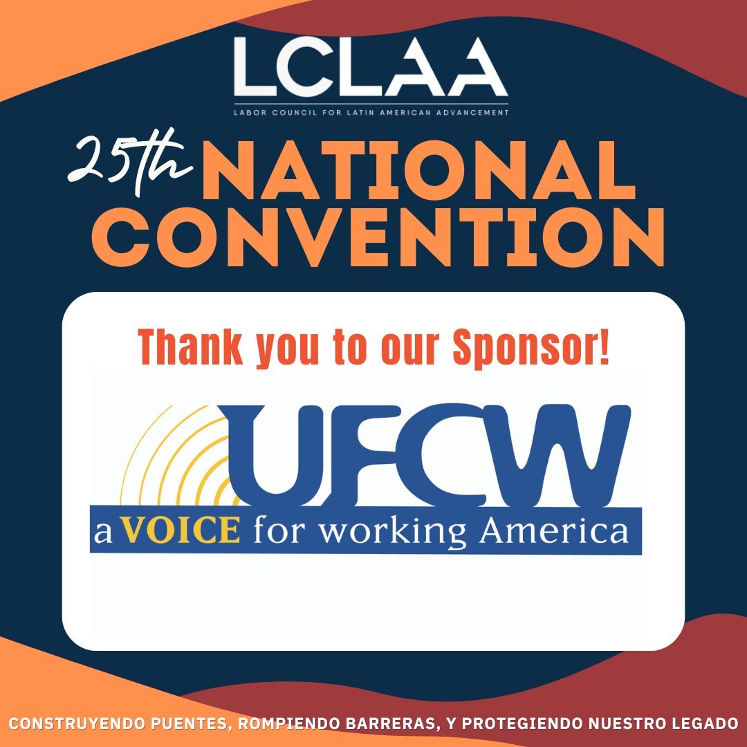 LCLAA's tweet image. 🍽 We want to thank the United Food and Commercial Workers International Union for sponsoring this historical event for our community! @UFCW
✊🏽Let's stand together to fight for all workers!
#LCLAA25 #Atlanta2025 #BuildingBridges
#RompiendoBarreras #ProtectingOurLegacy