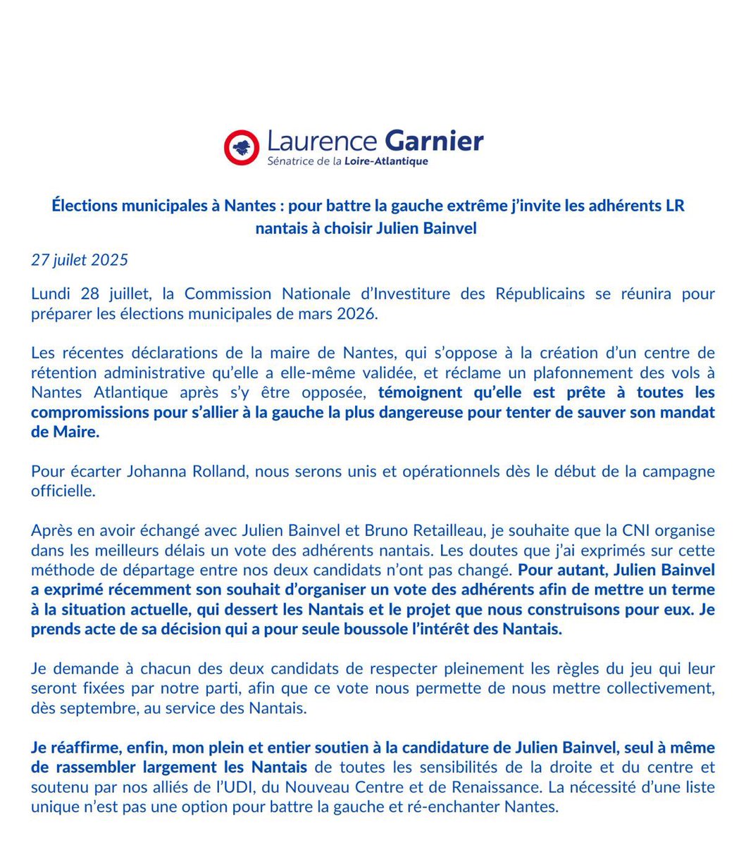LGarnier44's tweet image. 🗳️ Municipales à #Nantes : retrouvez mon communiqué en vue de la CNI @lesRepublicains