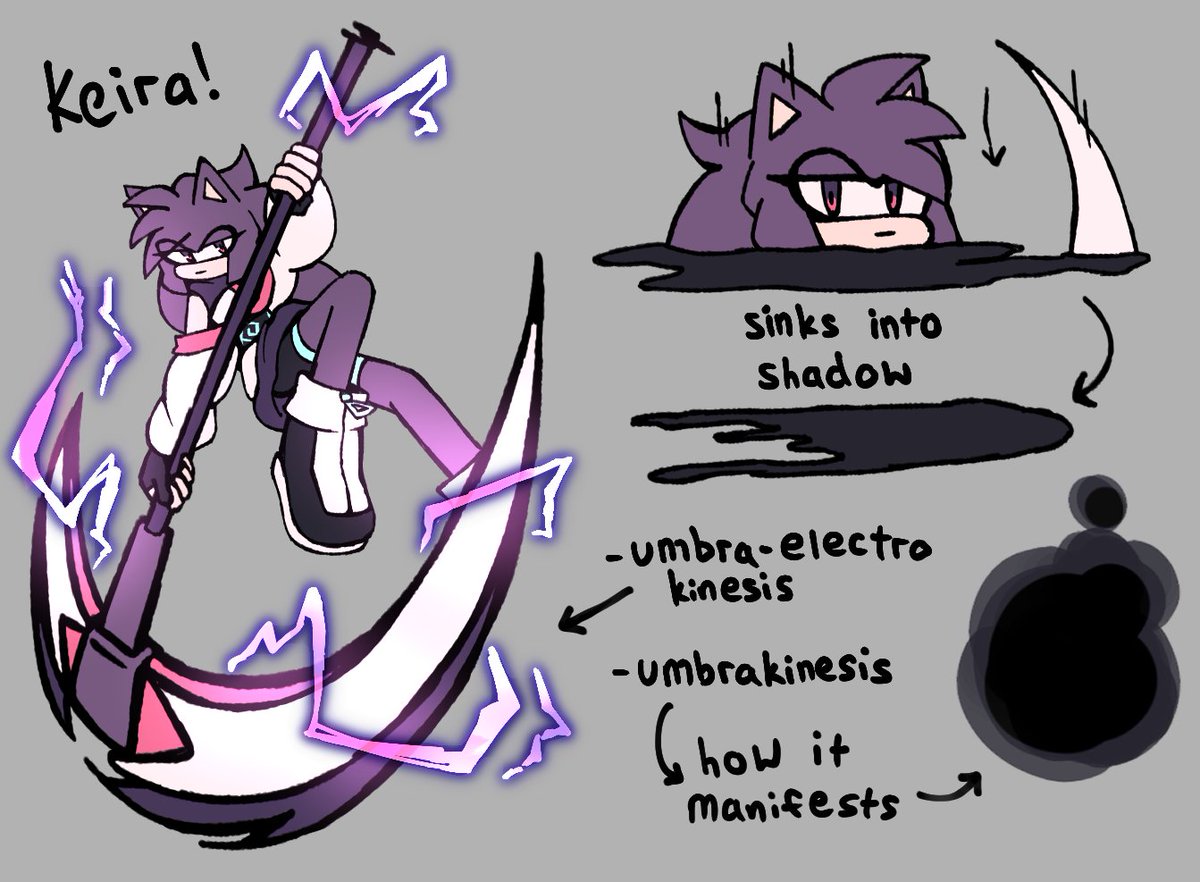 skaerial's tweet image. Despite looking frail, Keira has found a way to utilize her short stature and light weight. She&apos;s able to play around the scythe in a way that simulates a deadly dance. Her 2 powers give her more power &amp;amp; mobility in a fight.

#skaeocs #sonicocs #sonicoc #ocart #reference