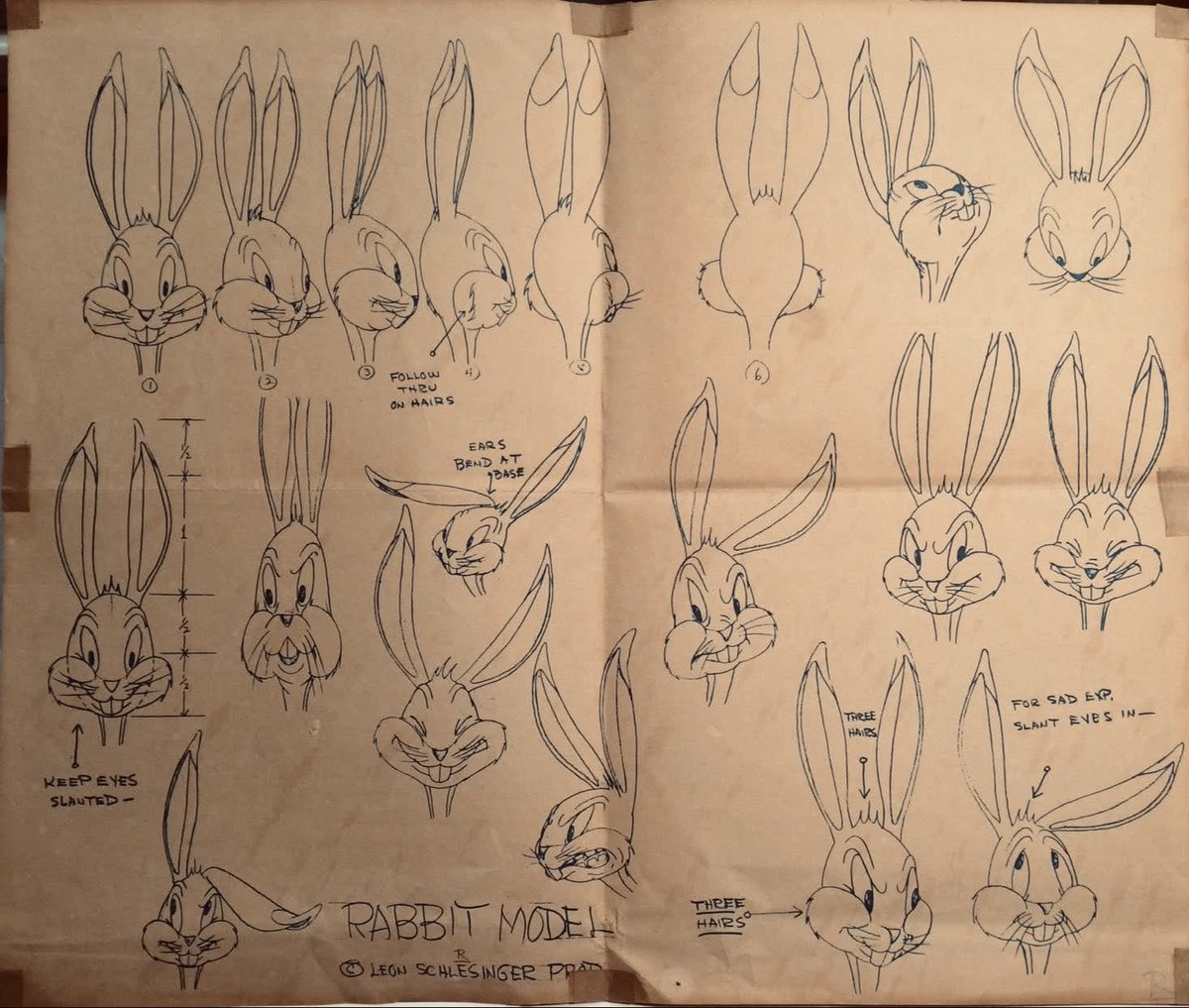 Happy 85th to Bugs Bunny. Maybe my favorite WB character. Here’s an early model sheet where he’s only identified as “RABBIT”…