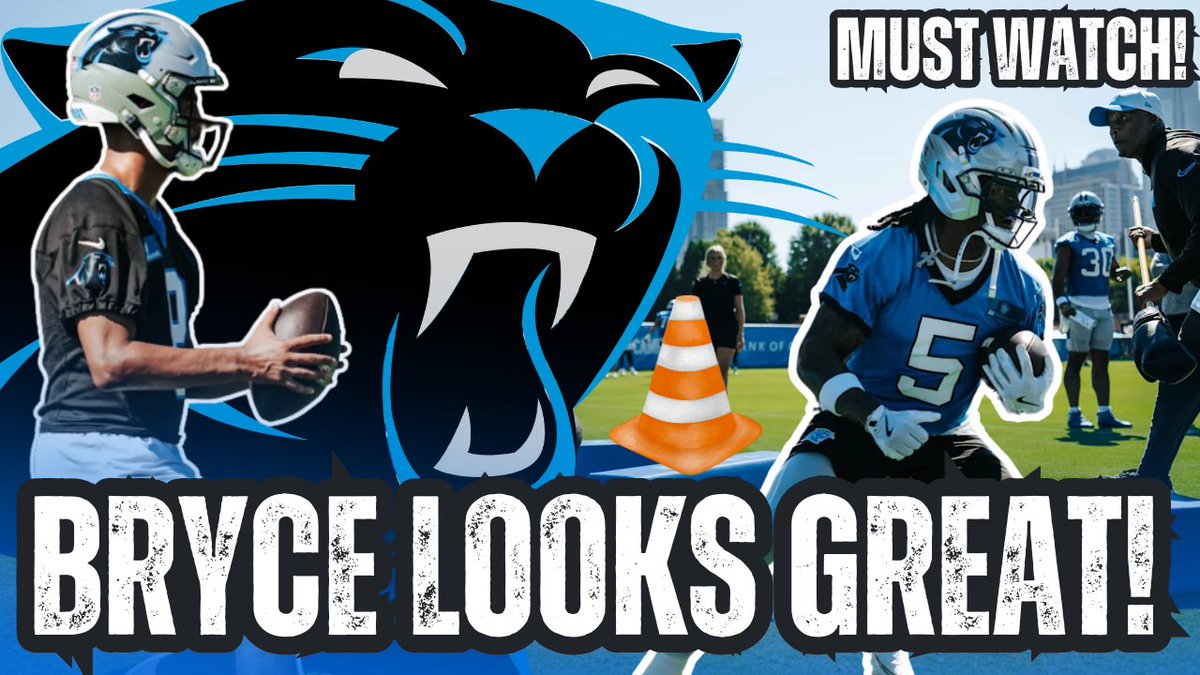 carolinadadshow's tweet image. Get ready, #Panthers fans! 🏈 

Our LATEST video drops you right into the heart of Training Camp! We've covered EVERYTHING from the first FIVE days (July 22-26) – all the pressers and every major update. 🔥

See #BryceYoung's progress, the rise of #RookieStars like Tetairoa
