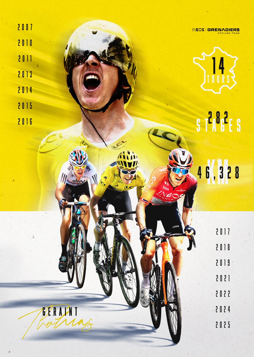 INEOS Grenadiers (@ineosgrenadiers) on Twitter photo Vive Le Tour! 💛
<a href="/GeraintThomas86/">Geraint Thomas</a> closes an incredible chapter of his career as he completes #TDF2025
What a mark he's made on the world's biggest bike race 🤝 Vive Le Tour! 💛
<a href="/GeraintThomas86/">Geraint Thomas</a> closes an incredible chapter of his career as he completes #TDF2025
What a mark he's made on the world's biggest bike race 🤝