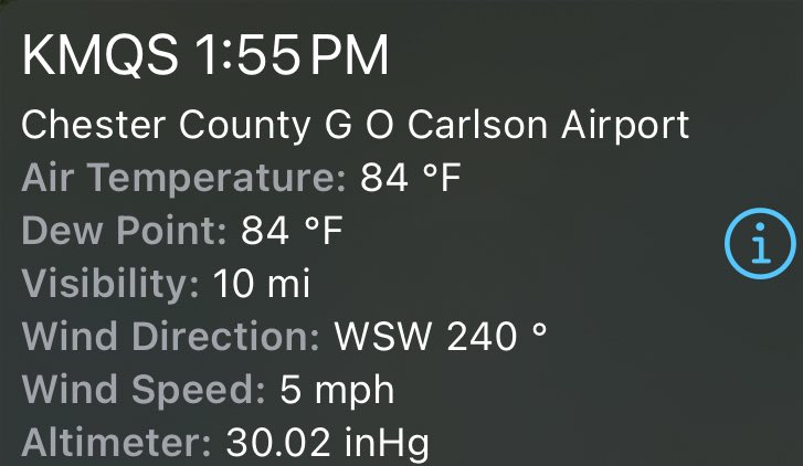 I know Chester County (PA) airport has been seemingly running a little hot on dewpoints recently, but this one has to be too high, right? Right? #pawx