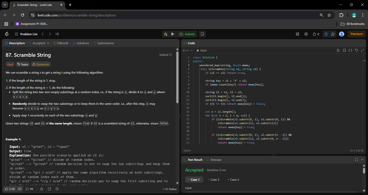 _a_m_i_t_1's tweet photo. Day 392 of #400DaysOfCode

Scramble String. Solved using recursion. https://t.co/Si2T9ayotO
