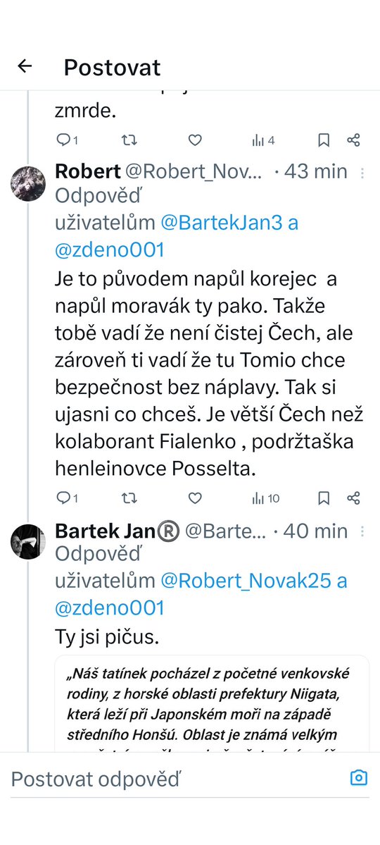 BartekJan3's tweet image. Český proruský Zmrd mě přesvědčuje že otec @tomio_cz je na půl japonec a Korejec protože to píše Wikipedie....🤣🤣 Pardón ale dám na jeho slušného Syna, kterému nemám důvod nevěřit.