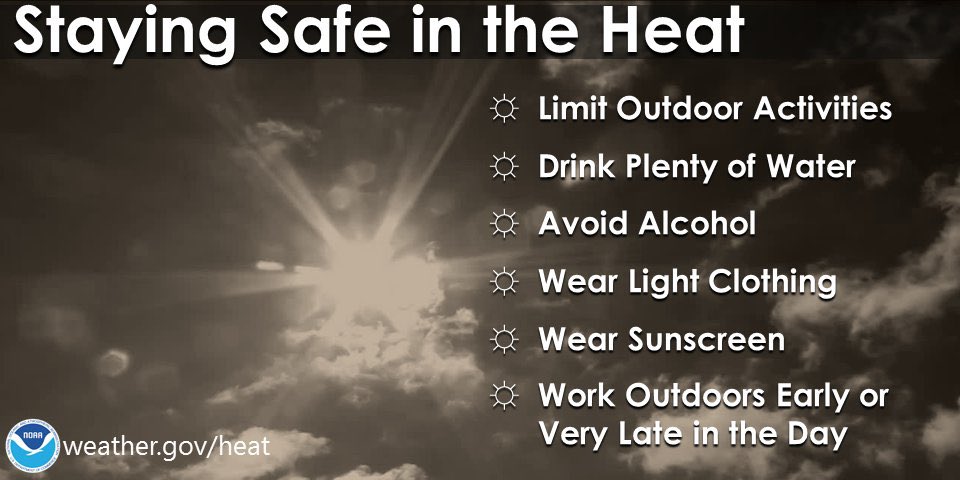 AFCEMA's tweet image. Heat index values are expected to be near 103° this afternoon. Practice heat safety!